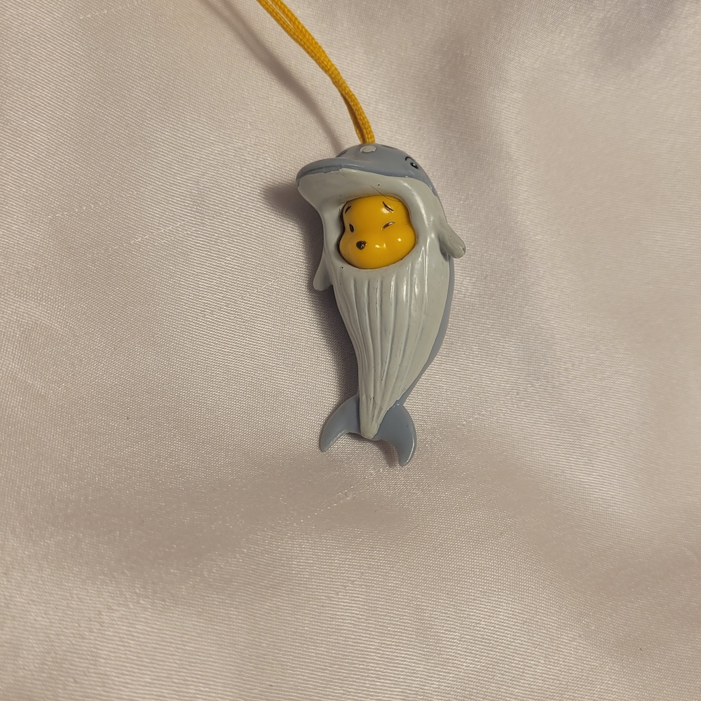 Gray Whale Pendant Charm with Yellow Accent - Pets Fish
